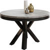 ESSTISCH Clara runder ausziehbarer, Grauer Beton 120-200/120/76 cm - Hellgrau/Schwarz, Holzwerkstoff/Metall (120/120/76cm) - WFL GROUP