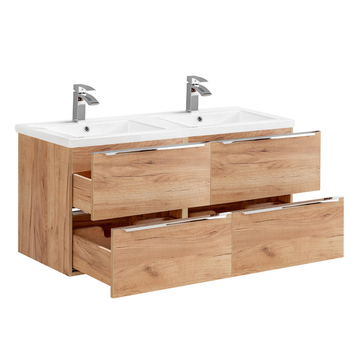 DOPPELWASCHTISCH 120cm April Holz - Braun, Holzwerkstoff (120/57/46cm) - Petits-meubles