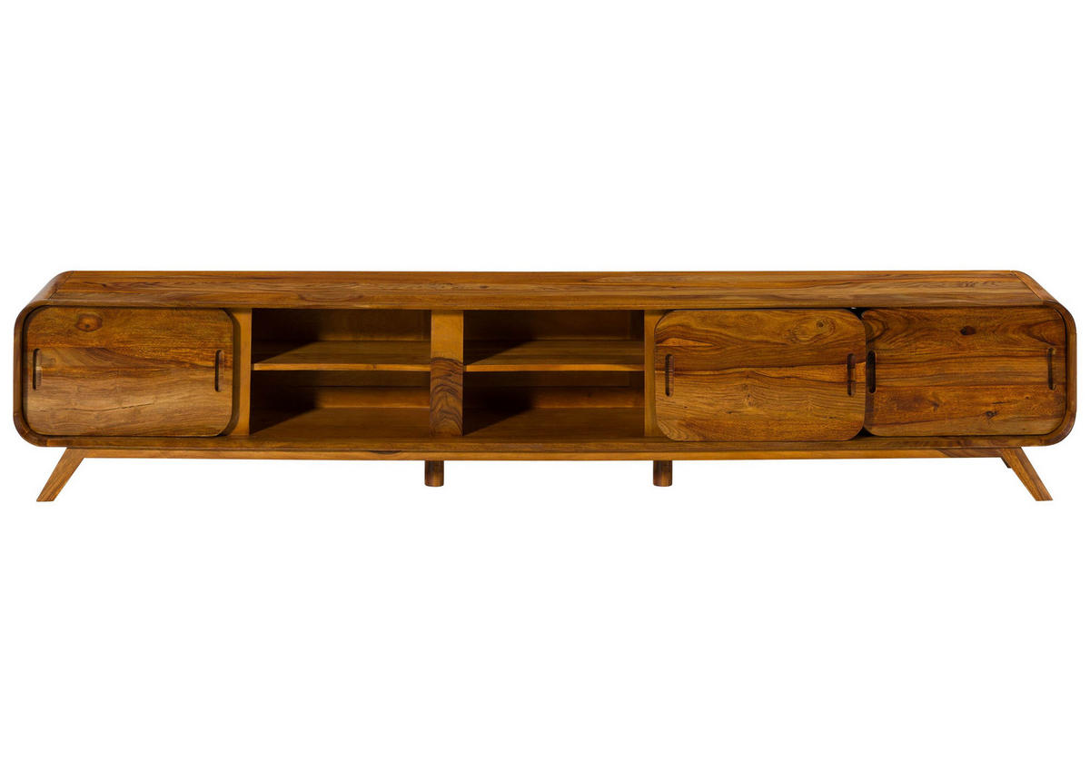 TV-BOARD Sheesham 260x40x48 hellbraun lackiert MAILAND #128 - Braun, Holz (260/48/40cm) - Massivmoebel24