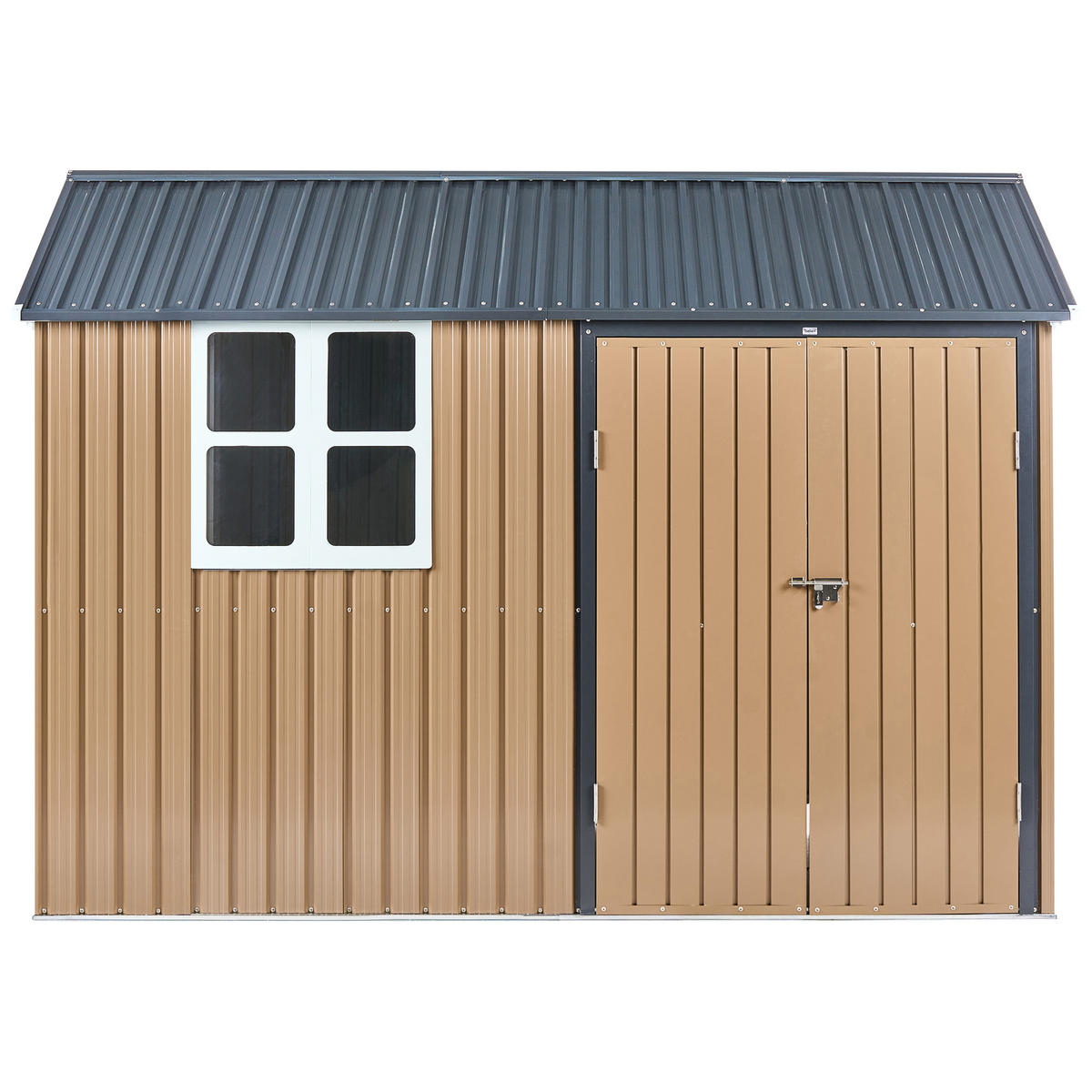 CASĂ PENTRU UNELTE 313 cm 220 cm maro Nocciano - maro/gri închis, metal (313/218/220cm) - Beliani
