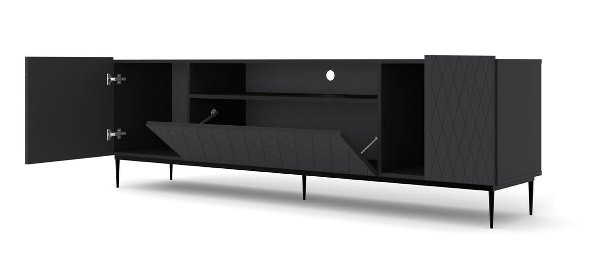 TV LOWBOARD Schwarz, Schwarz 193/60/40 - Anthrazit/Schwarz, Holzwerkstoff (193/60/40cm) - RAUMHIRSCH FURNITURE