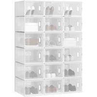 SCHUHBOX 18 St.er Set , Kunststoff - Transparent/Weiß, Kunststoff (75/111.5/35.5cm) - Woltu