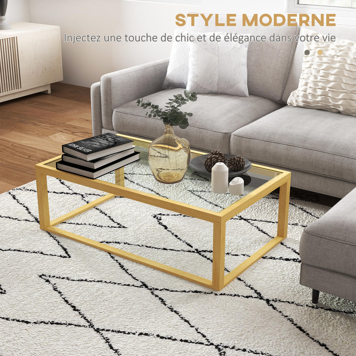 COUCHTISCH DE-15831 mit Glasplatte Hellholz - Naturfarben, Holzwerkstoff (100/60/35cm) - ComfortXL