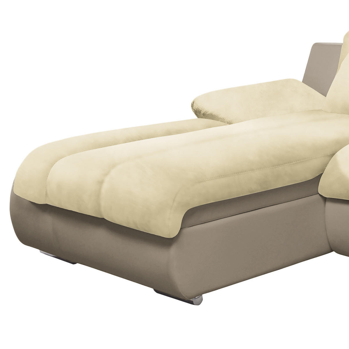 ECKSOFA mit Schlaffunktion - Kunstleder / Mikrofaser - Sandfarben/Beige, Kunststoff/Textil (260/184cm) - home24