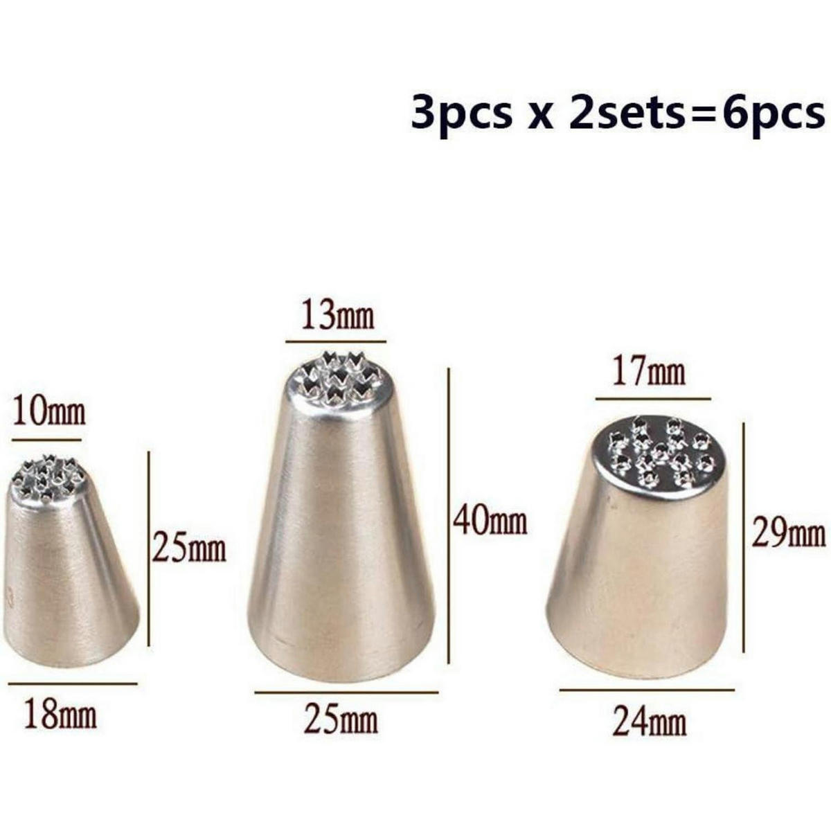 SPRITZTÜLLE 6-teiliges Set Edelstahl - Silberfarben, Metall (2.5/1.3/4cm)