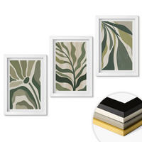WANDBILDER 3er-Set - 20x30 cm Weißer Rahmen - Illustrationen gemalter grüner Blätter - Weiß, Kunststoff (20/30cm) - ArtPrintCave
