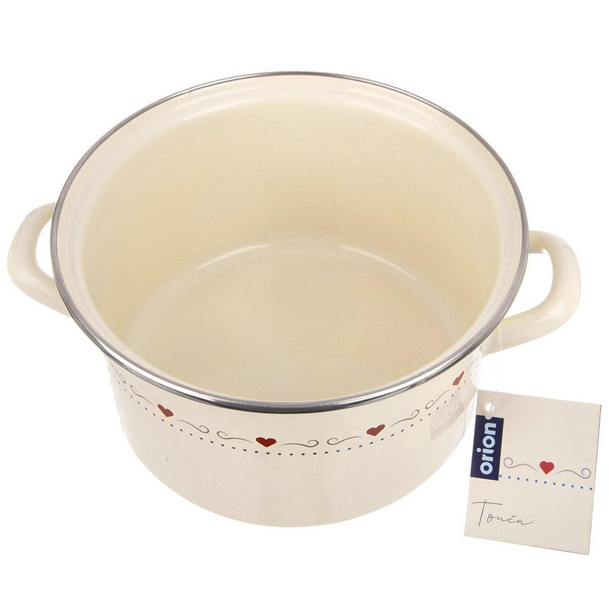 EMAILLIERTOPF Tonca mit Herzmotiv creme - Creme, Metall (18.5cm) - Orion 