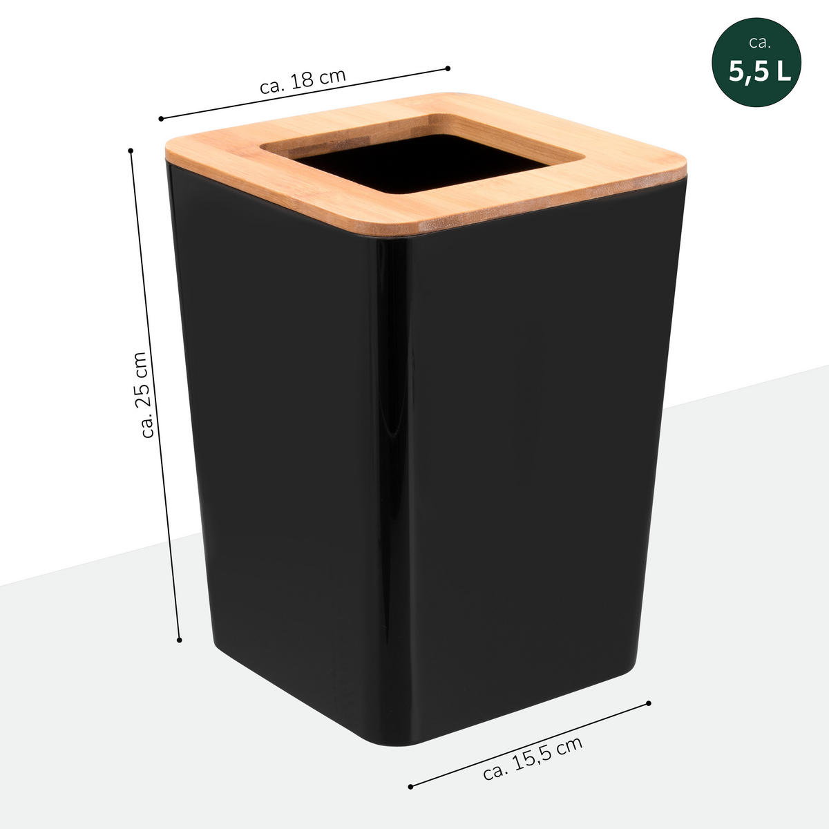 KOSMETIKEIMER CALVI, schwarz - Schwarz, Kunststoff (18/25/18cm) - bremermann