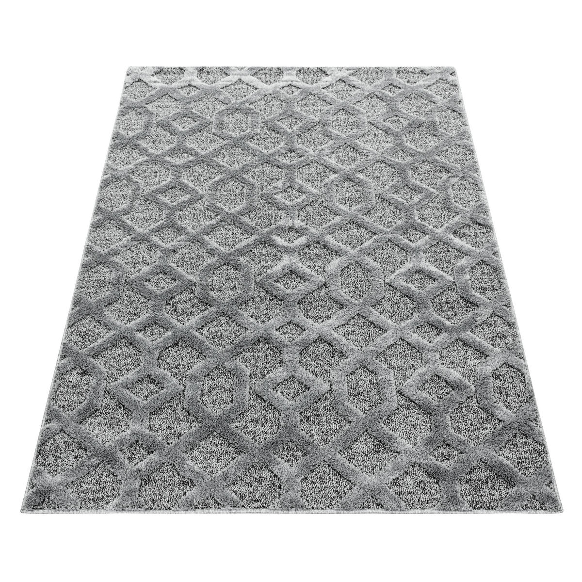 TEPPICH 3D-Effekt Geo-Muster Skulptural Waschbar Esszimmer Strapazierfähig Grau 240x340 cm – EISACK - Grau, Textil (240/340cm) - KADIMA DESIGN
