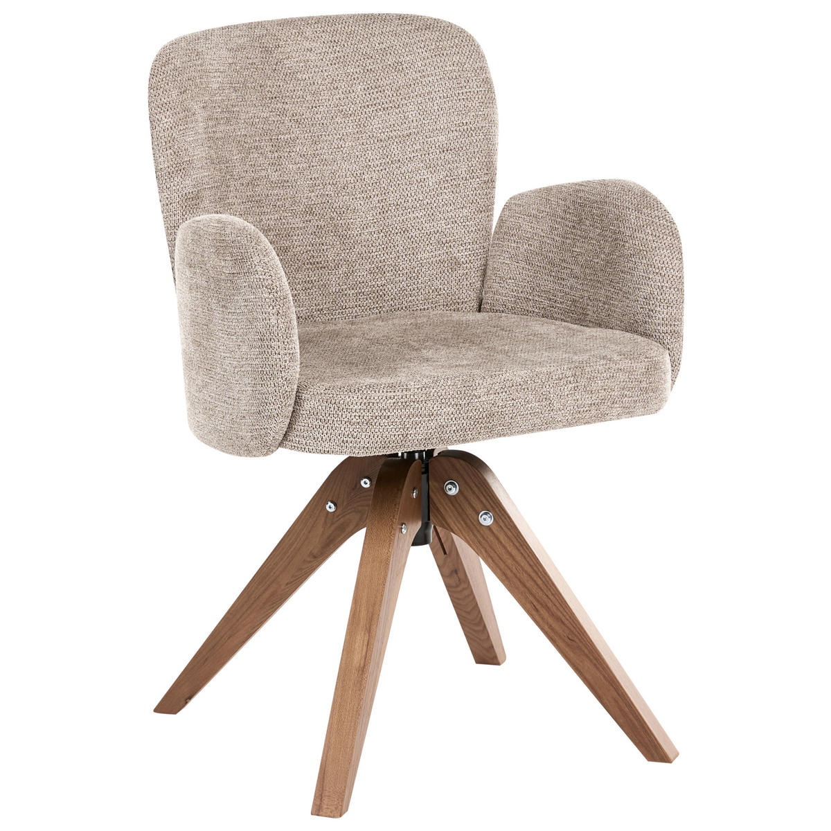 ESSZIMMERSTUHL 2er Set drehbar Stoff Taupe Jean - Taupe, Holz/Textil (64/82/70cm) - Beliani