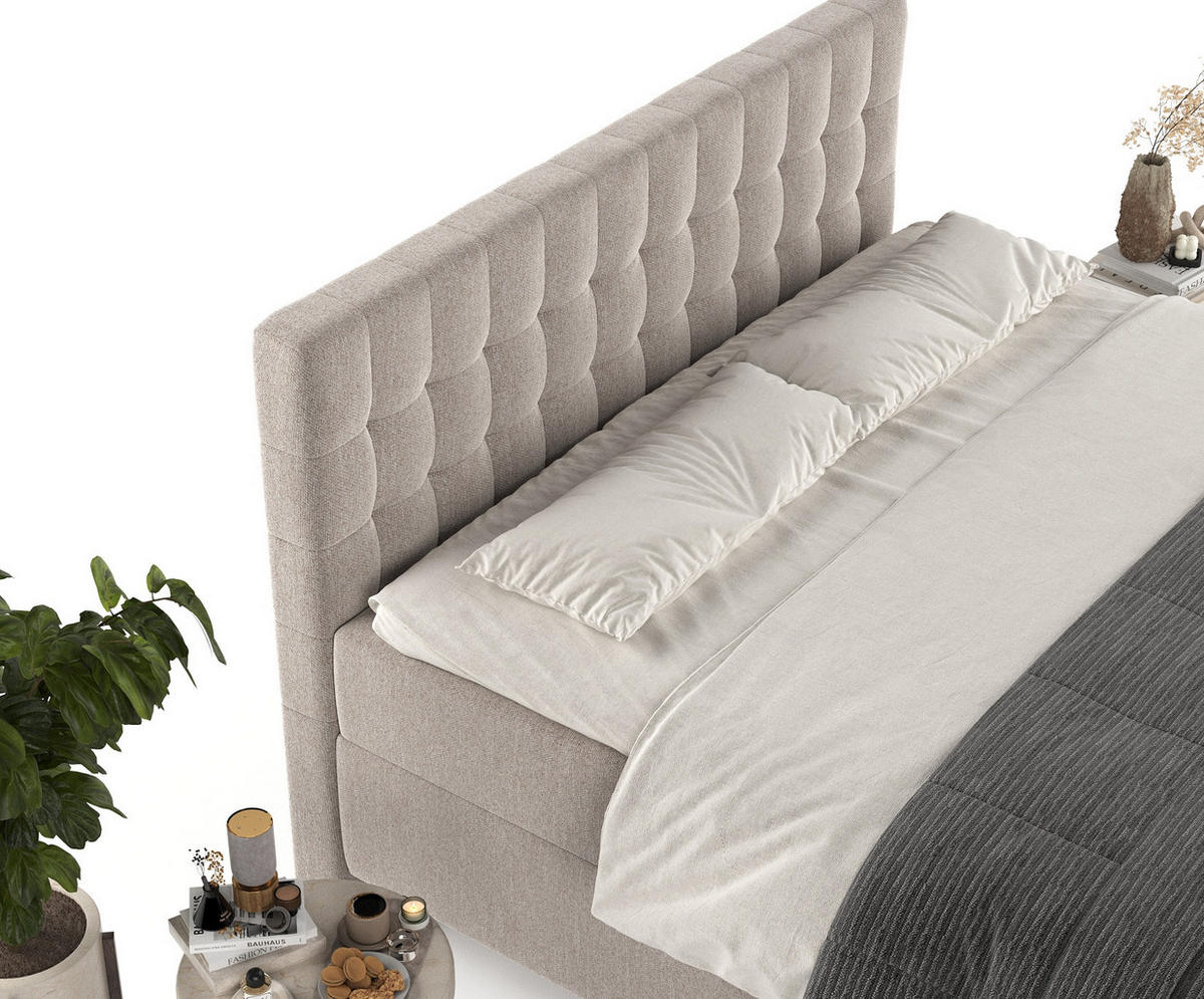 BOXBETT Milo Hellbraun 140/200 cm - Hellbraun/Schwarz, Holz/Holzwerkstoff (140/200cm) - Maison de Reve