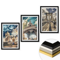 WANDBILDER 3er-Set - 40x60 cm Schwarzer Rahmen - Brücken, Türme, europäische Städte - Schwarz, Kunststoff (40/60cm) - ArtPrintCave