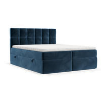 POSTEL BOXSPRING VARENO 180/200 Tmavě modrá - černá/tmavě modrá, kov/dřevo (180/200cm) - AltaBeds