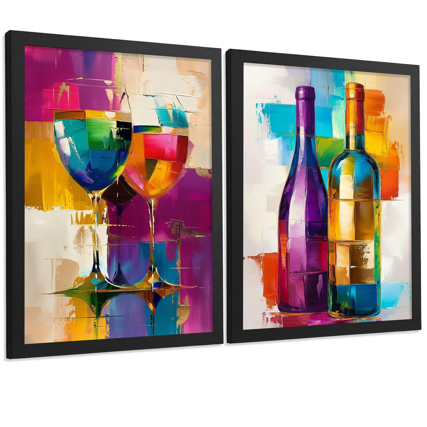 Nacnic PLAKAT Sada 2 Pop Wine A3 Černý rám