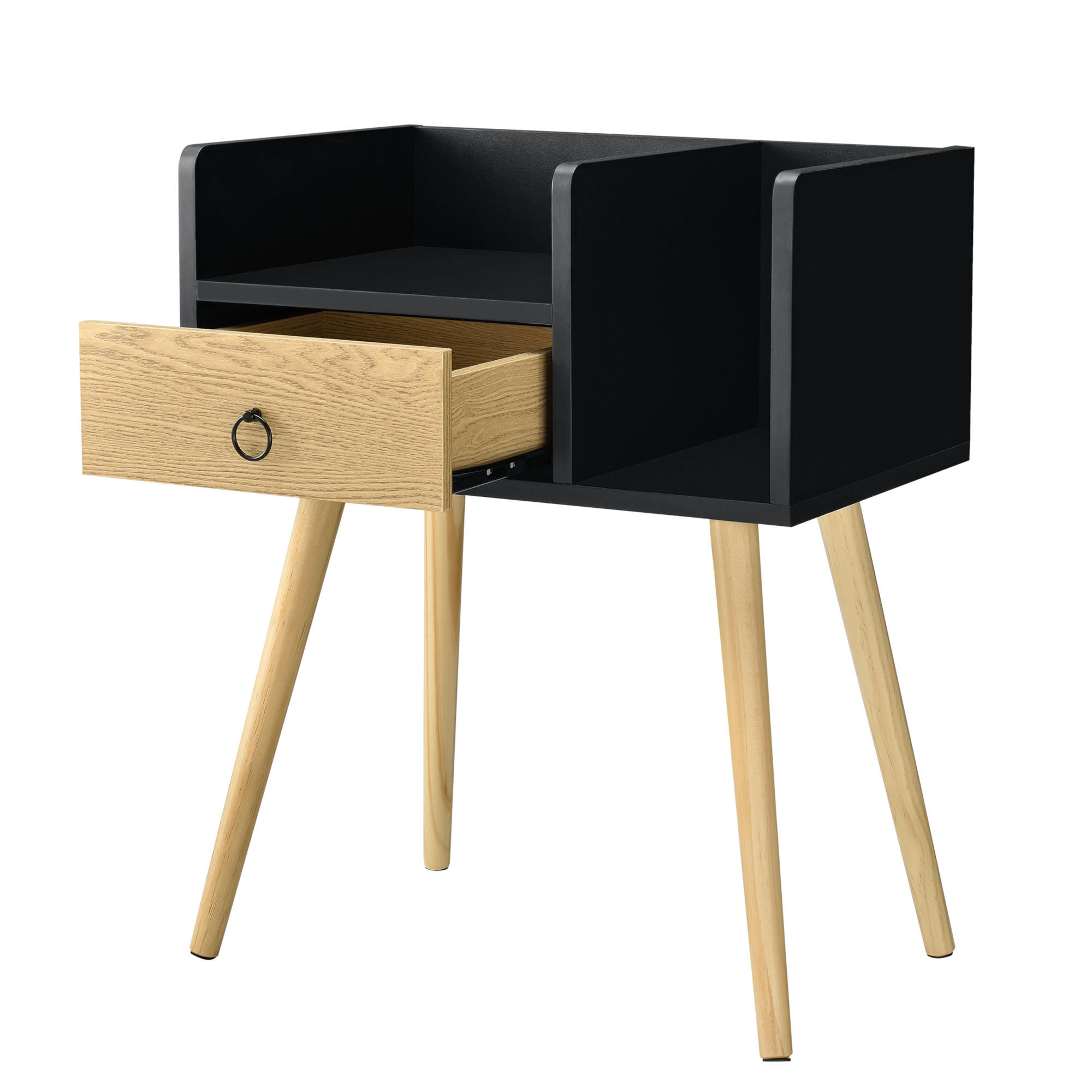 NACHTTISCH Gibbston - Schwarz, Holzwerkstoff (50/64/36cm) - [en.casa]