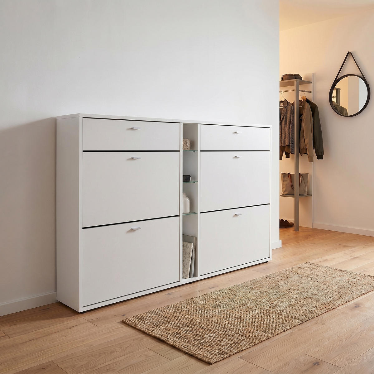 SCHUHSCHRANK Today Fronten in Weiß matt - Weiß, Holzwerkstoff (155.5/95/28cm) - Vladon