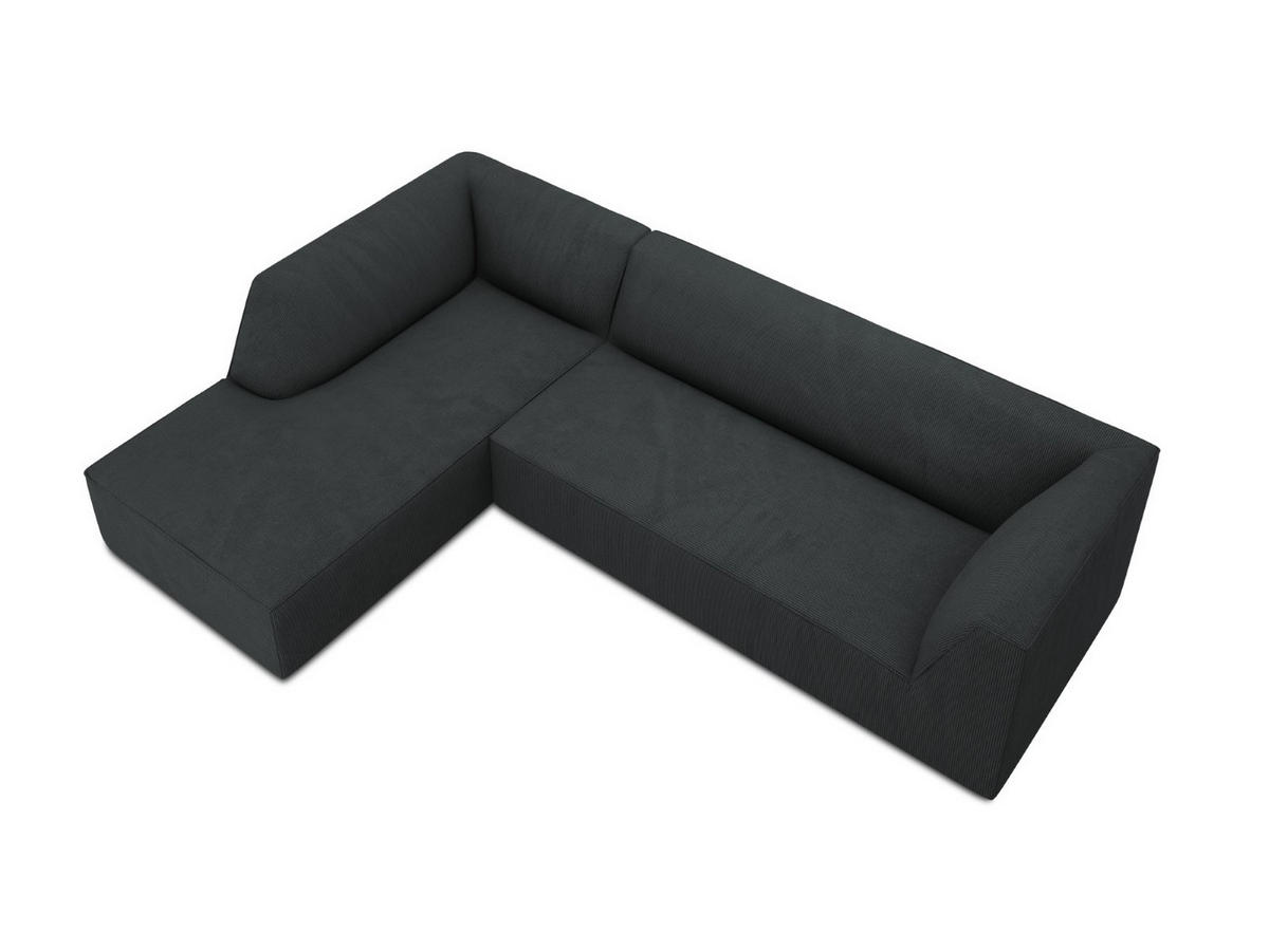 ECKSOFA links Ruby aus Cord schwarz 4 Sitzplätze - Schwarz, Textil (180/273cm) - Micadoni