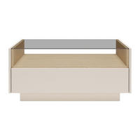 COUCHTISCH - 96 cm x 67.2 cm - glas - beige, naturfarben hell Alivento - Beige/Naturfarben, Glas/Holz (67.2/96/43.4cm) - Vente-Unique