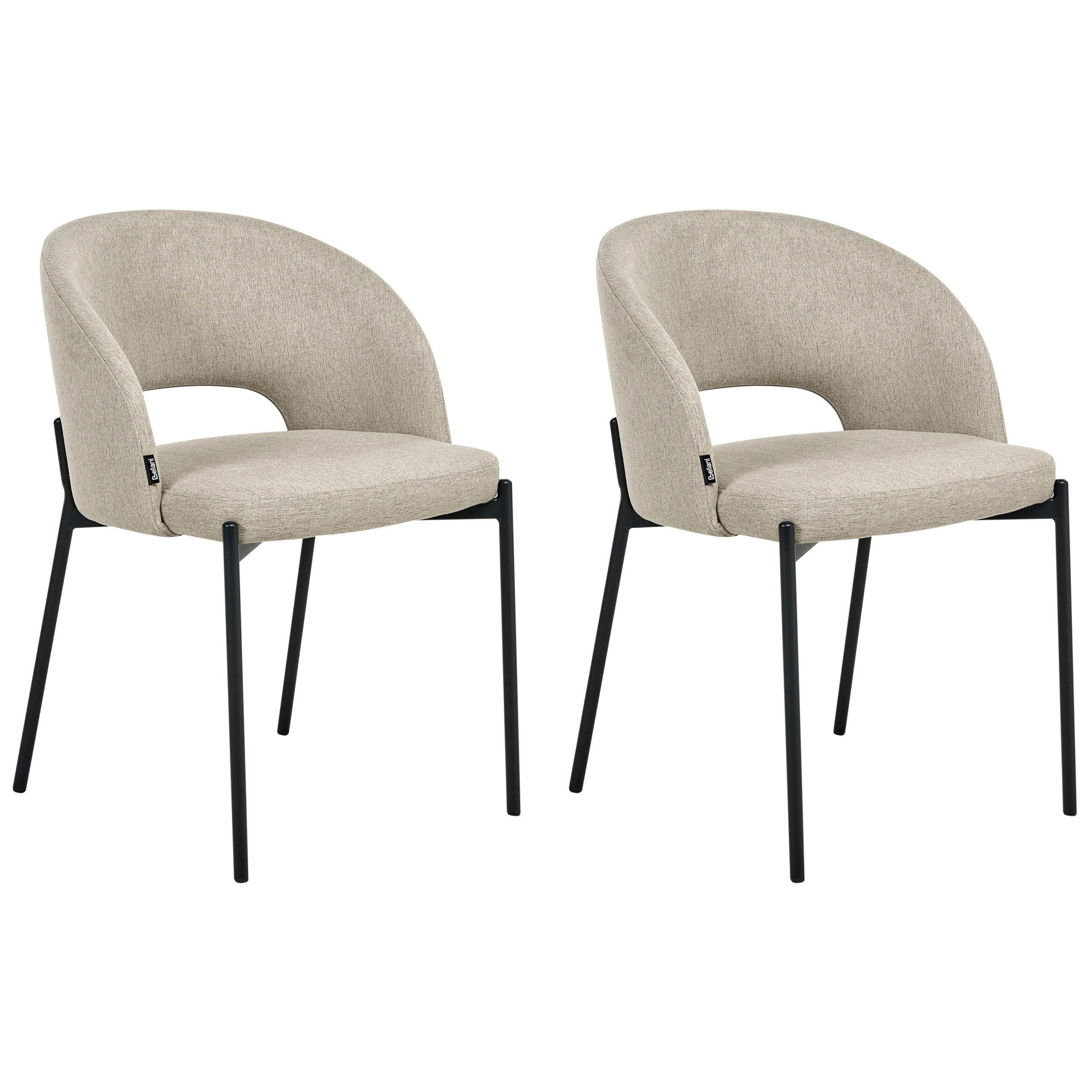 ESSZIMMERSTUHL 2er-Set Beige Penny - Sandfarben/Schwarz, Textil (46/76/50cm) - Beliani