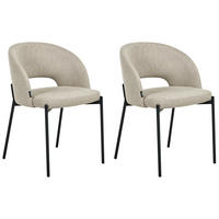 ESSZIMMERSTUHL 2er-Set Beige Penny - Sandfarben/Schwarz, Textil (46/76/50cm) - Beliani