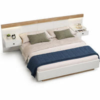 BETTANLAGE 180/200 cm in Weiß & Sonoma-Eiche mit 2 Schubladen, LED und USB/Type-C Holzdekor Schwebeoptik - Eichefarben/Weiß, Holzwerkstoff (180/200cm) - STILVORA