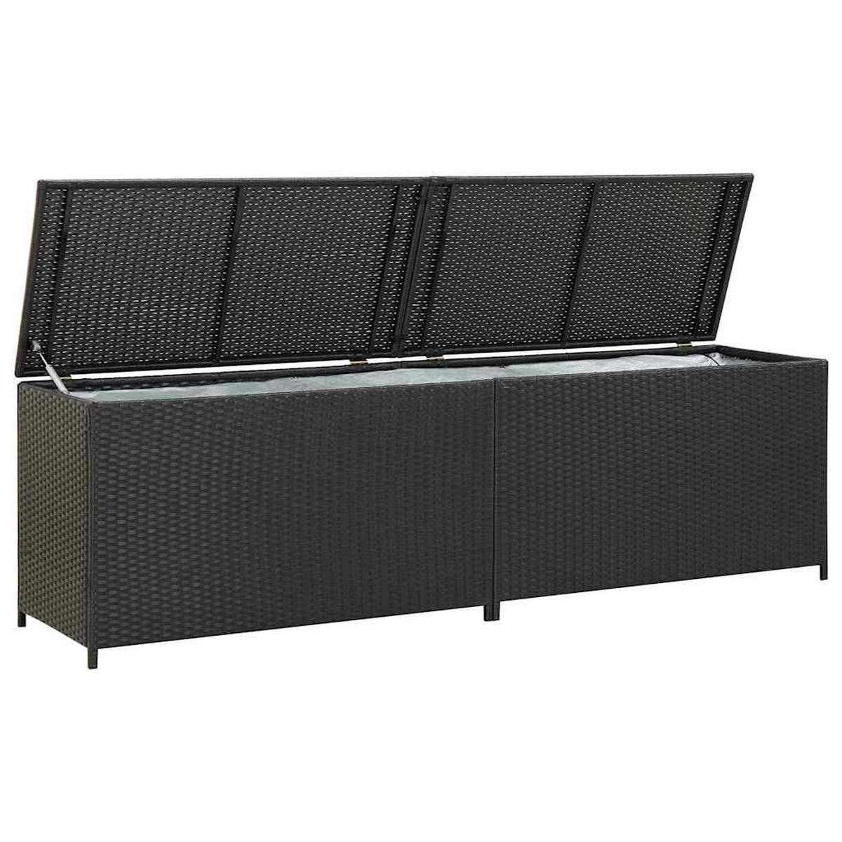 GARTENBOX Poly Rattan 200/50/60 Cm Schwarz - Schwarz, Kunststoff (200/60/50cm) - vidaXL