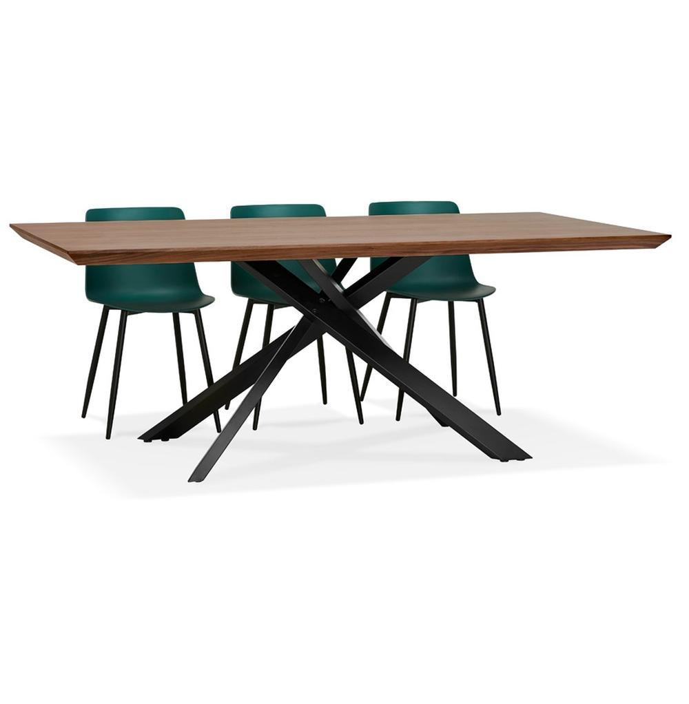 ESSTISCH Massivholz Metall X-Gestell Verschiedene Varianten NERIXO, Braun-Schwarz 200x100x75,5 cm - Schwarz/Braun, Holz/Metall (100/200/76cm) - KADIMA DESIGN