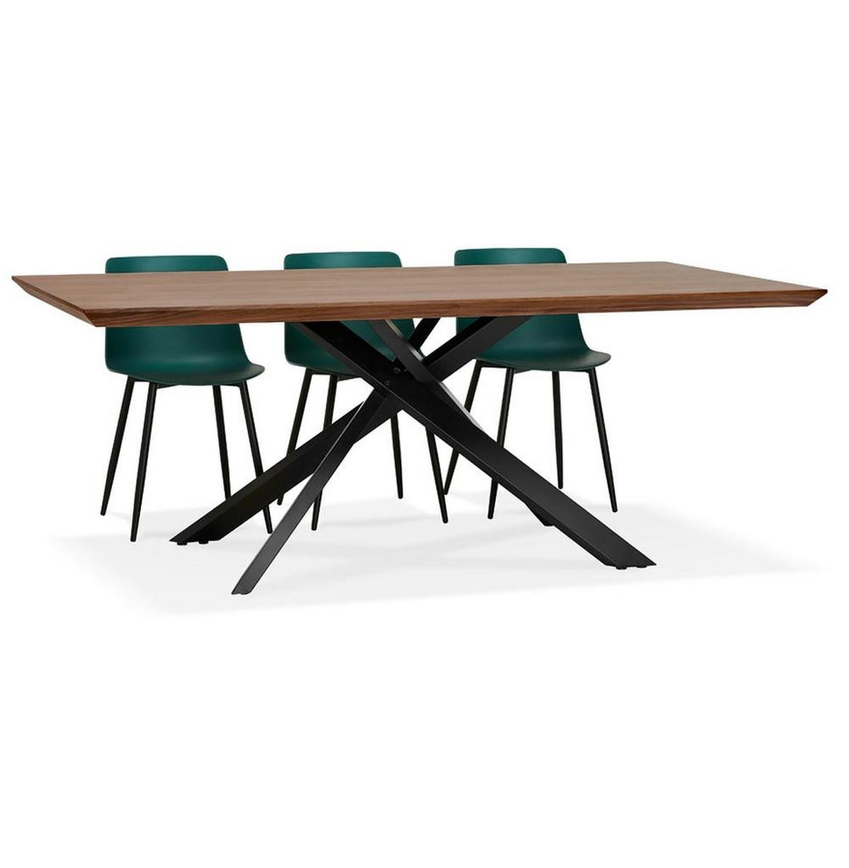 ESSTISCH Massivholz Metall X-Gestell Verschiedene Varianten NERIXO, Braun-Schwarz 200x100x75,5 cm - Schwarz/Braun, Holz/Metall (100/200/76cm) - KADIMA DESIGN