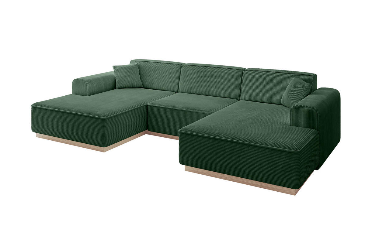 WOHNLANDSCHAFT IREA-U1 - 297x165x81 cm Grün - Grün, Holzwerkstoff/Textil (297/81/165cm) - ALTDECOR