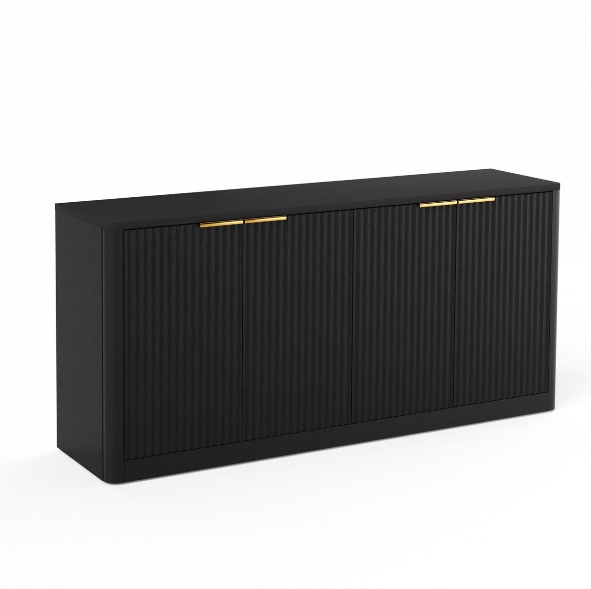 SIDEBOARD 150/40/70,5 cm mit 4 Türen in Schwarz mit Wellenfront - Schwarz, Holzwerkstoff (150/70.5/40cm) - BEAOK