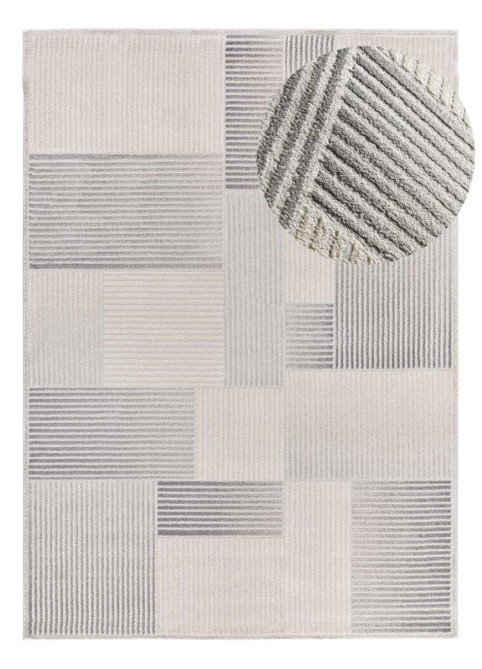 Atticgo Webteppich Grau, Creme 133x190 cm