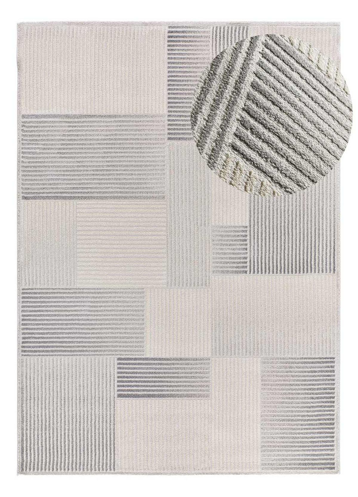WEBTEPPICH grau Baresa 133/190 cm - Creme/Grau, Naturmaterialien/Textil (133/190cm) - Atticgo