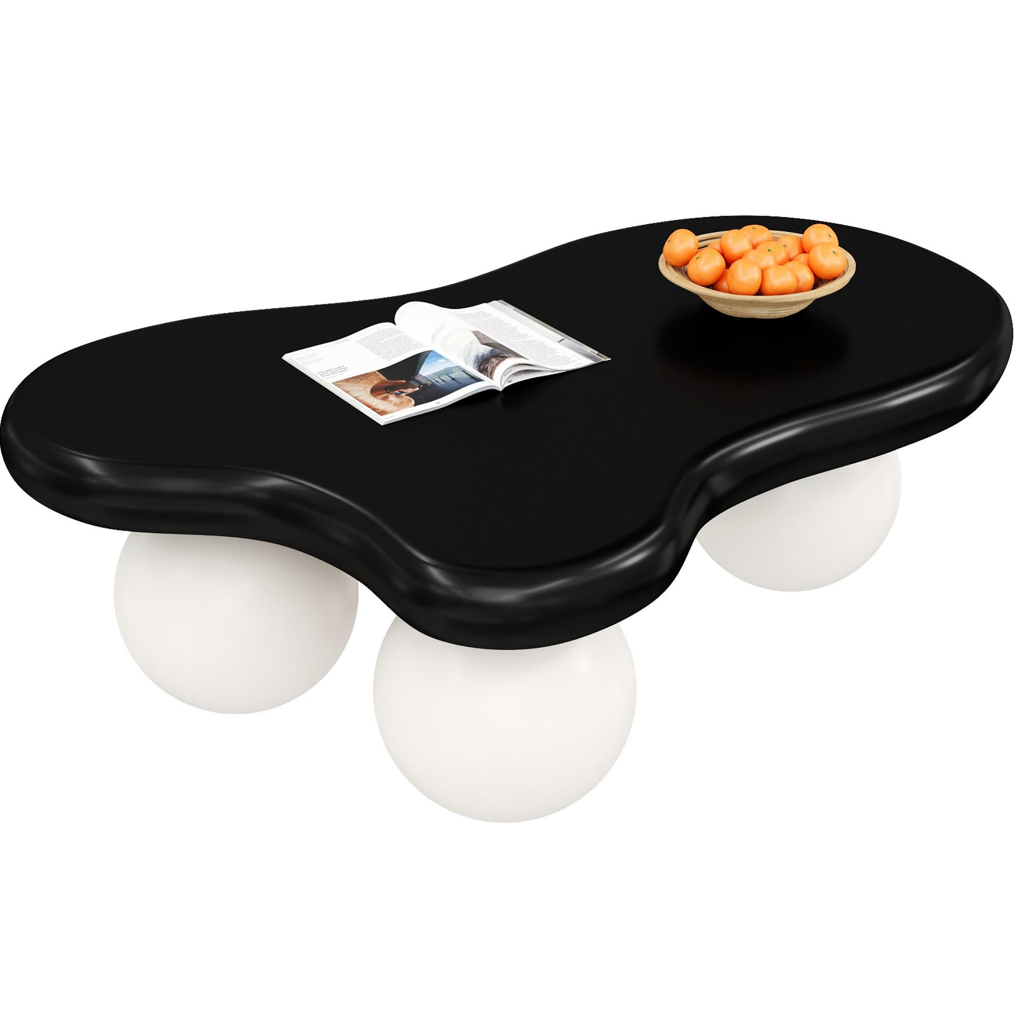 COUCHTISCH mit LED 95 x 62,5 x 32 cm MDF Schwarz Weiß - Schwarz, Kunststoff (95/62.5/32cm) - Meubliv