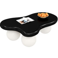 COUCHTISCH mit LED 95 x 62,5 x 32 cm MDF Schwarz Weiß - Schwarz, Kunststoff (95/62.5/32cm) - Meubliv