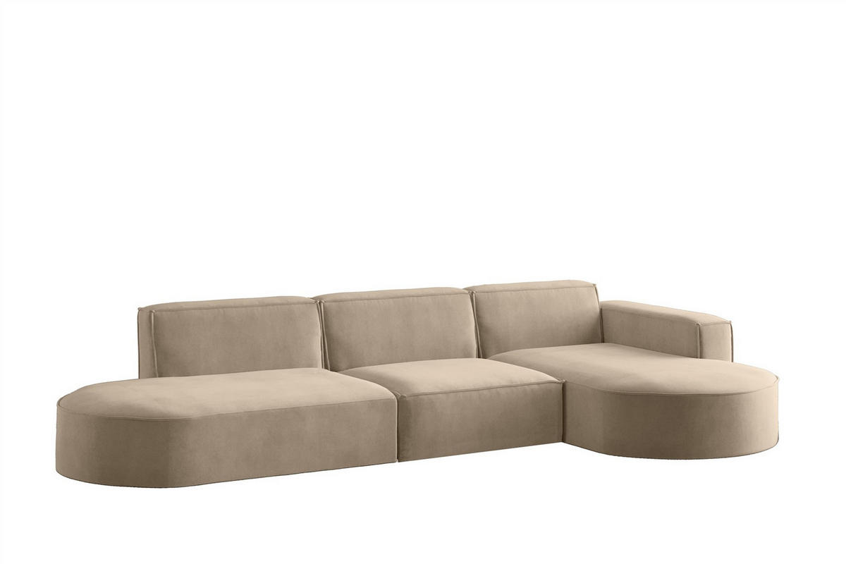 ECKSOFA Palma In Noel - Beige, Holzwerkstoff/Textil (296/165cm) - Fun Möbel