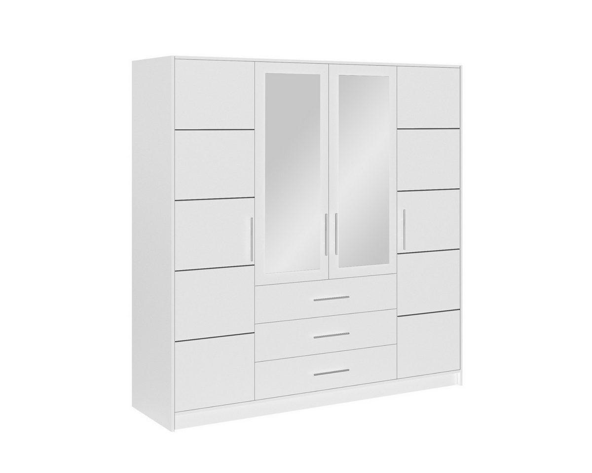Deine Möbel 24 Drehtürenschrank Weiß 196x245x58 cm