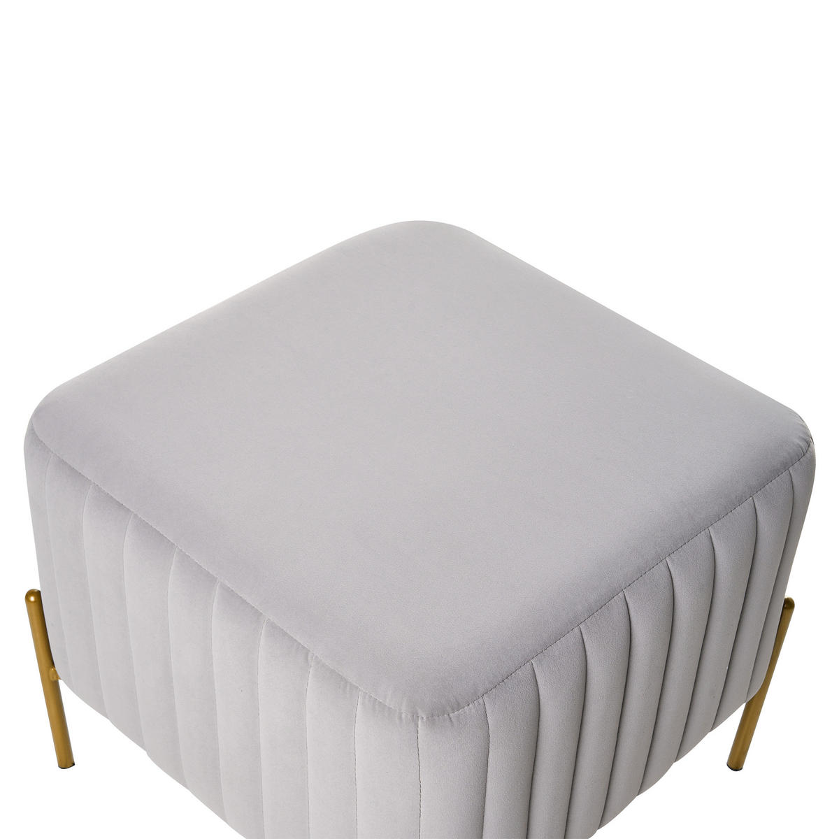 HOCKER Samtstoff Grau Utah - Grau, Textil (47/43/47cm) - Beliani