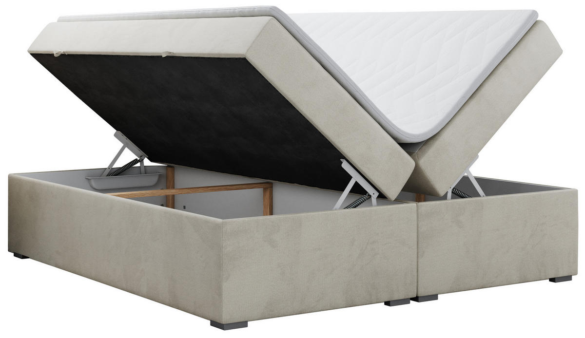 BOXBETT BESS 120/200 Beige Velvet - H3 - Beige, Holz/Textil (120/200cm) - MKS