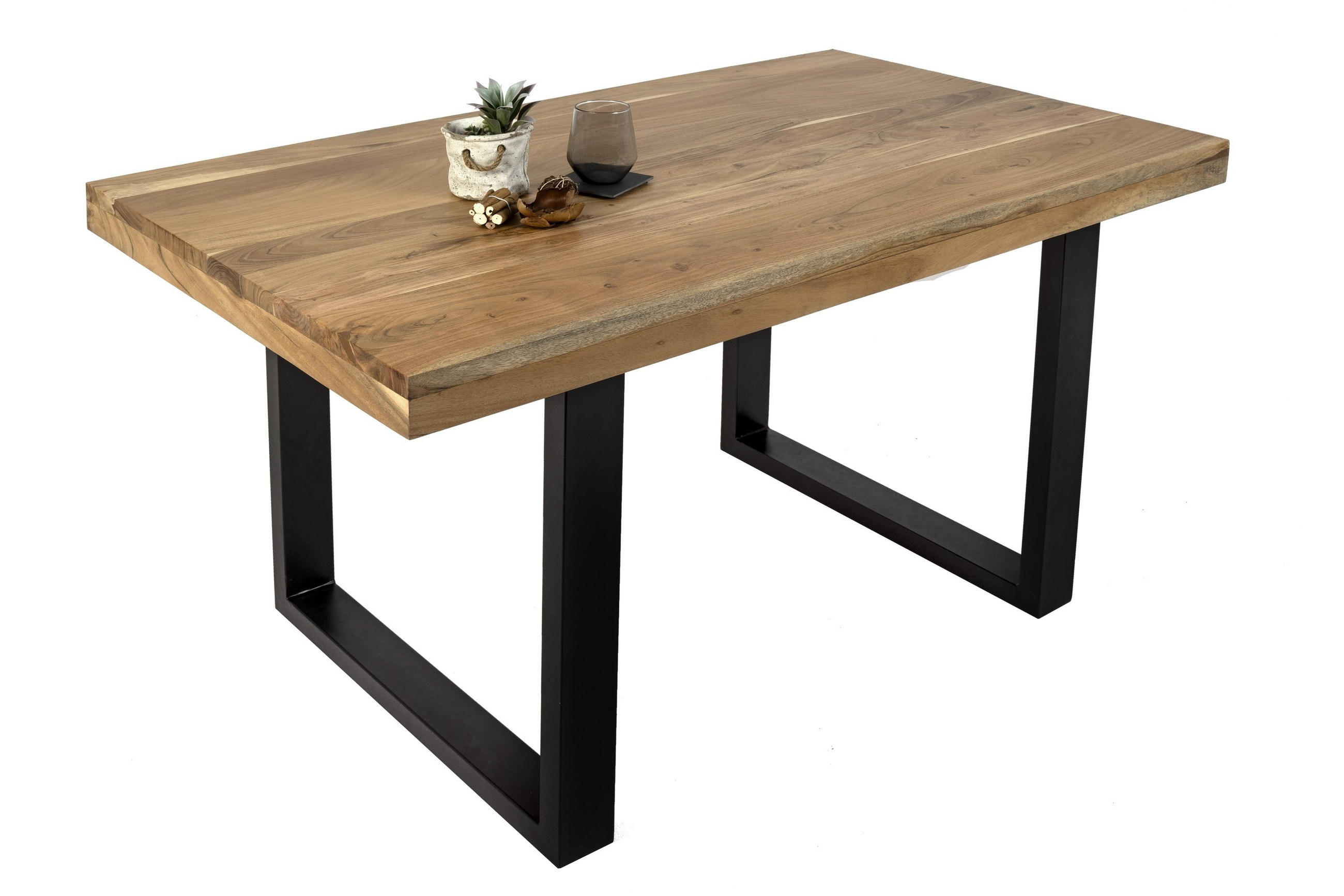 ESSTISCH RIO - Beige/Schwarz, Holz/Metall (90/180/77cm) - SAM