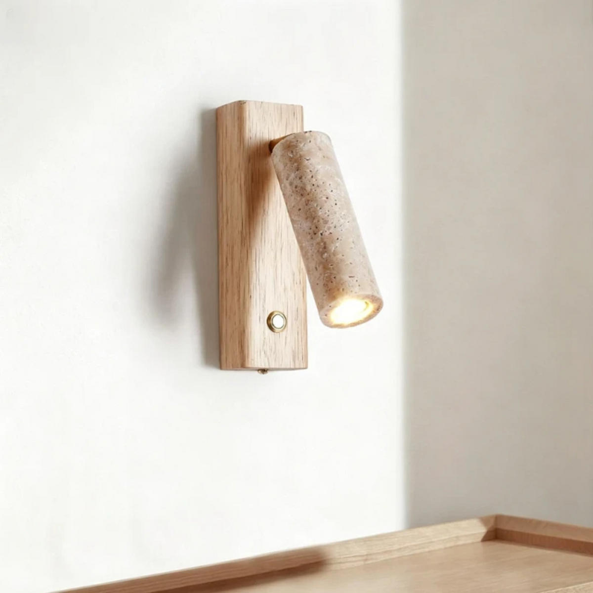 WANDLEUCHTE, 17 × 5 cm - Eiche Bianco, Stein (5/16.5/17cm) - Weltevree