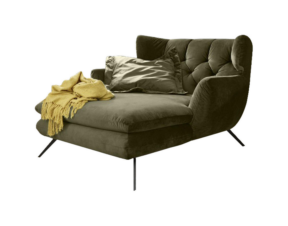 LONGSEAT CHAMRE Dunkelgrün Webstoff - Dunkelgrün/Schwarz, Textil (130/95/160cm) - KAWOLA