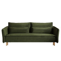 SCHLAFSOFA Ummo Olivgrün Velours - Goldfarben/Olivgrün, Textil/Metall (230/88/90cm) - Selsey