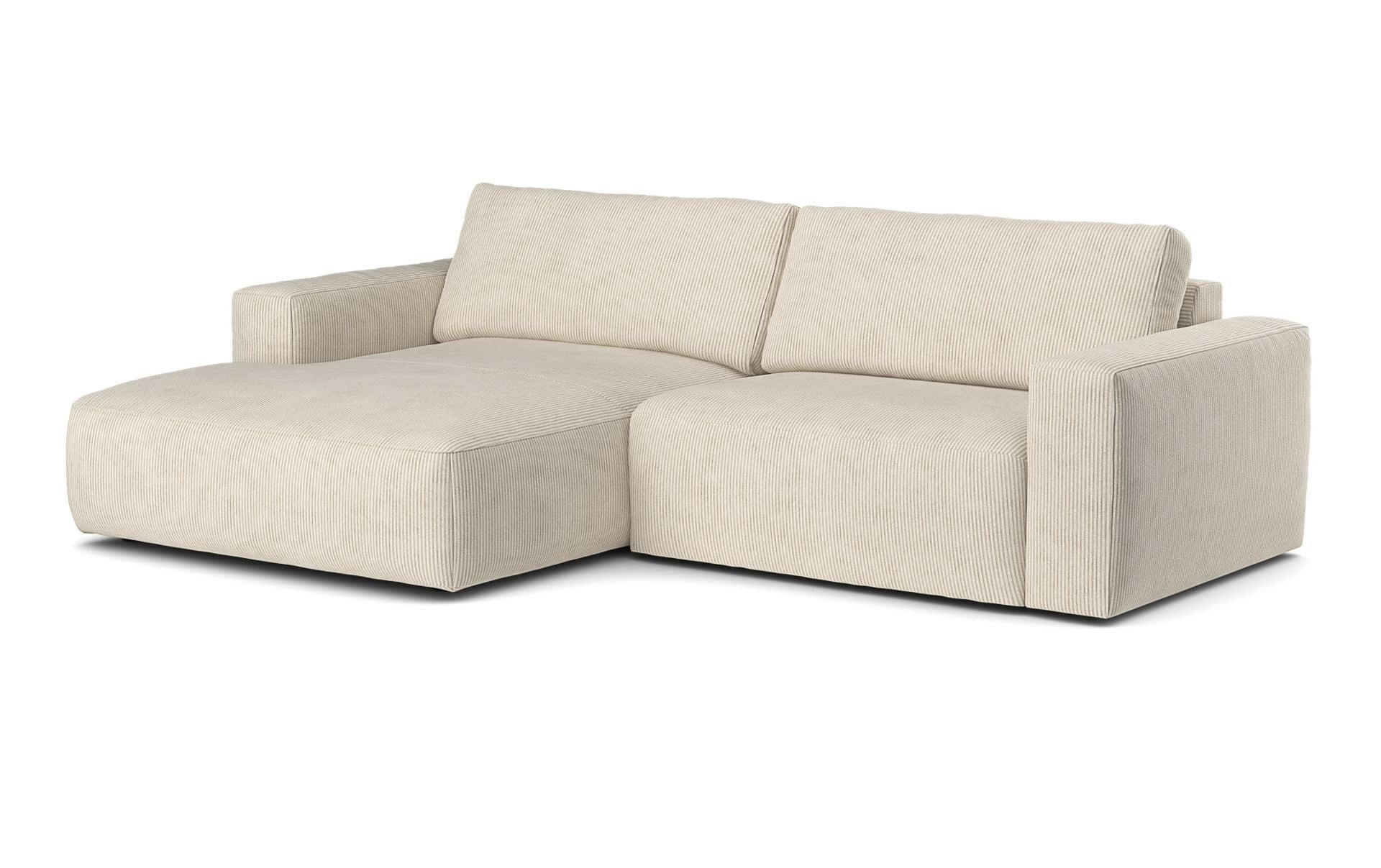 ECKSOFA mit Cord-Stoff - Beige/Creme, Holz/Kunststoff (288/175cm) - Cotta