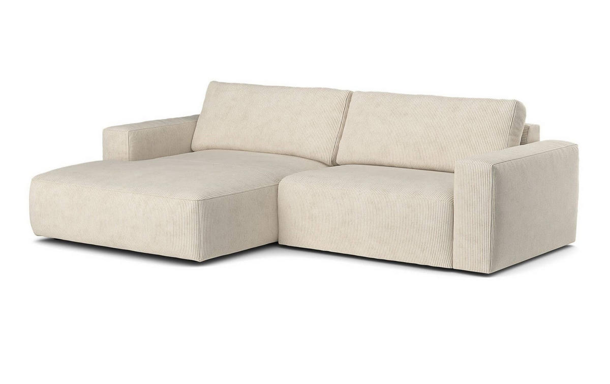 ECKSOFA mit Cord-Stoff - Beige/Creme, Holz/Kunststoff (288/175cm) - Cotta