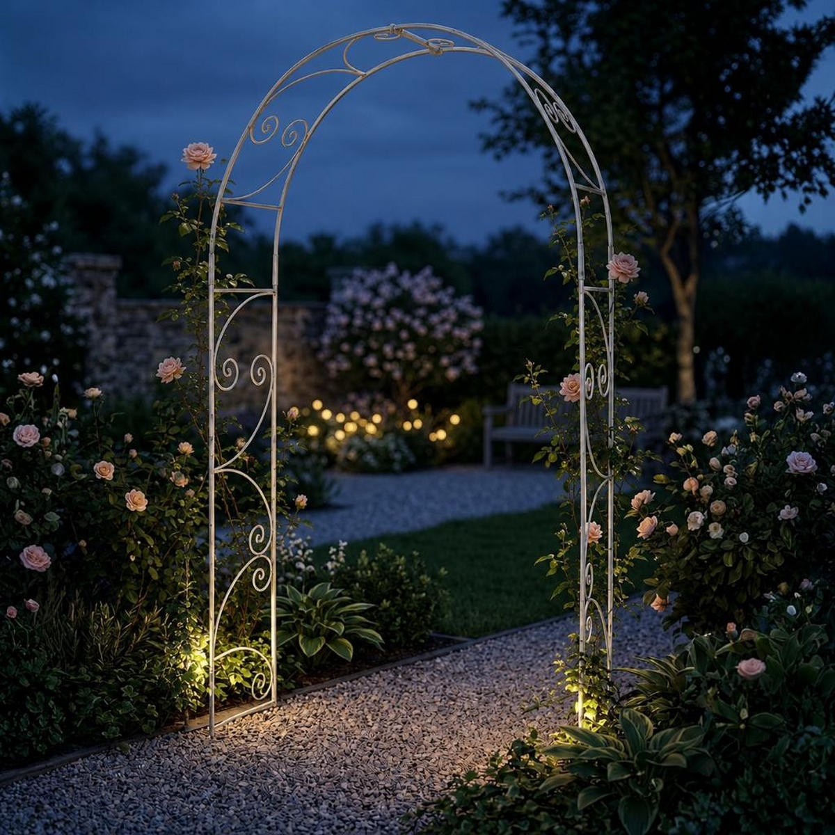 ROSENBOGEN Metall Verzinkt Massiv 135 cm Torbogen - Silberfarben, Metall (120/240/32cm) - DanDiBo