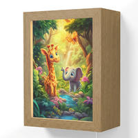 WANDLEUCHTE Giraffe - Elefant - Blumen - Dschungel 15x20 cm - Grün, Holzwerkstoff (15/20/8cm) - OnlyWow