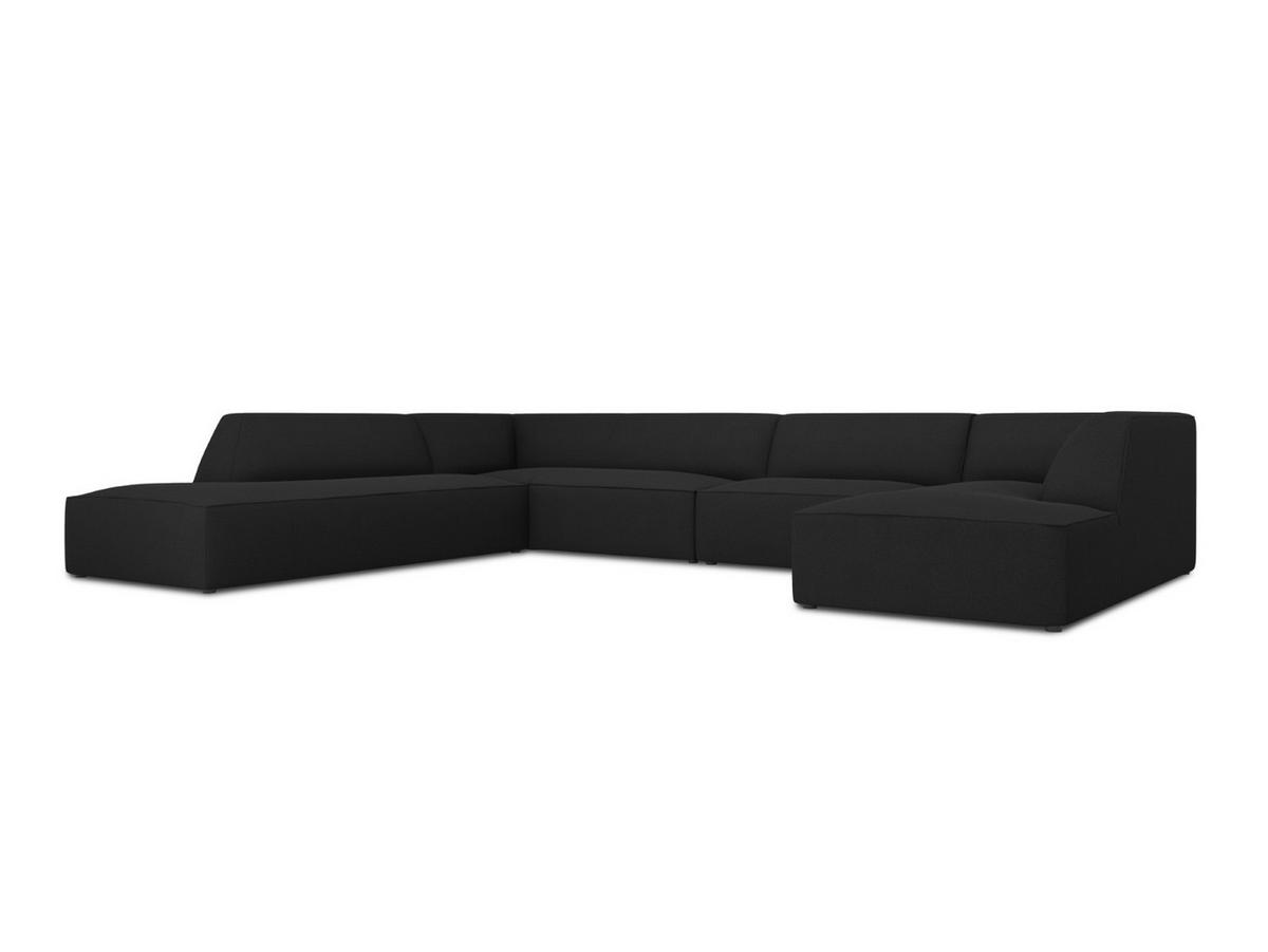PANORAMASOFA links Ruby aus strukturiertem Stoff schwarz 7 Sitzplätze - Schwarz, Textil (273/69/366cm) - Micadoni