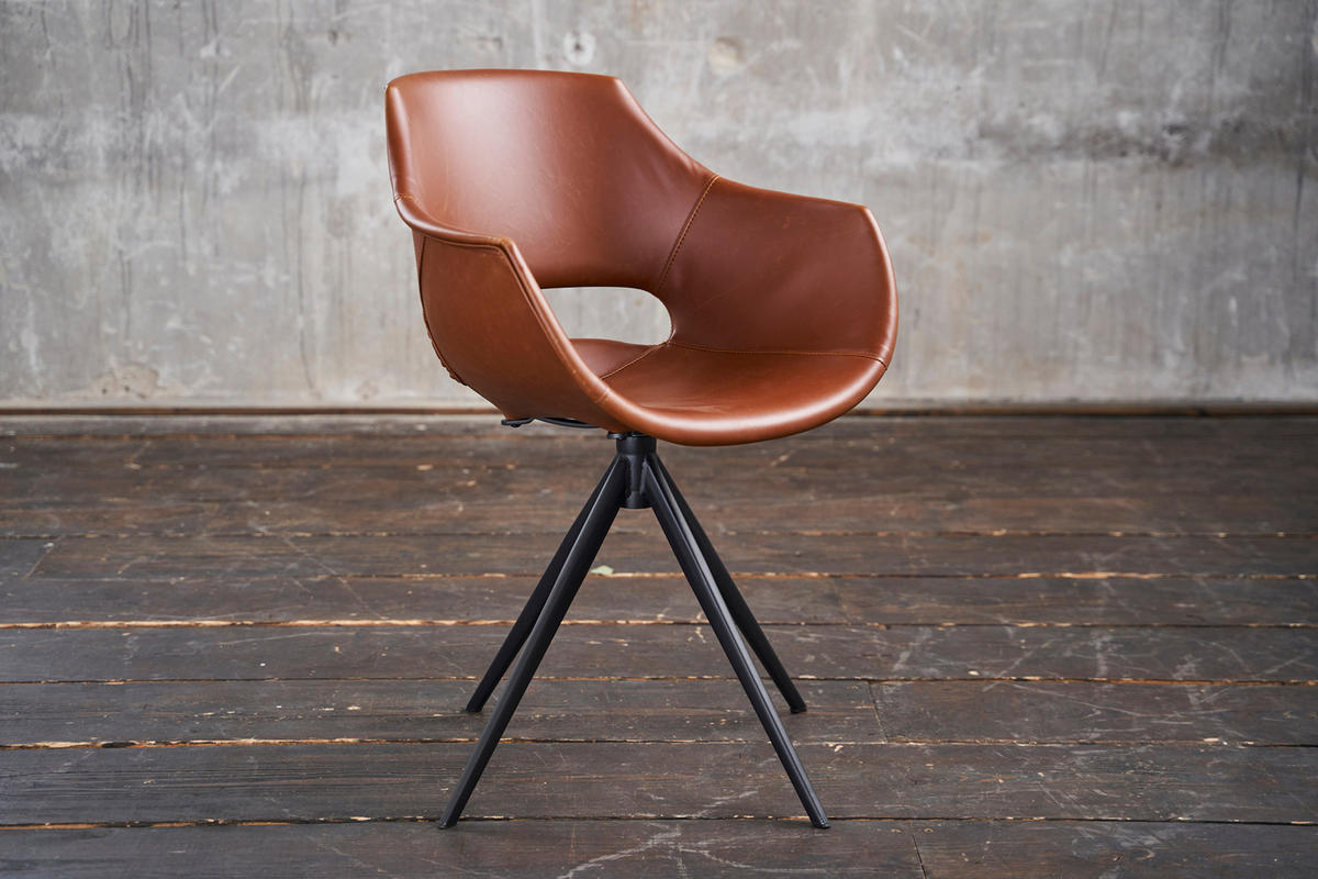 DREHSTUHL ZAJA Braun Kunstleder - Dunkelbraun/Braun, Leder (57/85/59cm) - KAWOLA