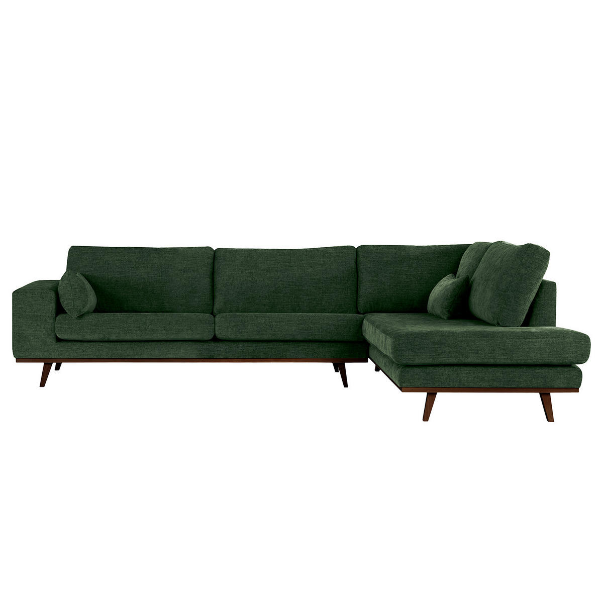 ECKSOFA mit Ottomane - Dunkelgrün/Buchefarben, Textil (287/219cm) - home24