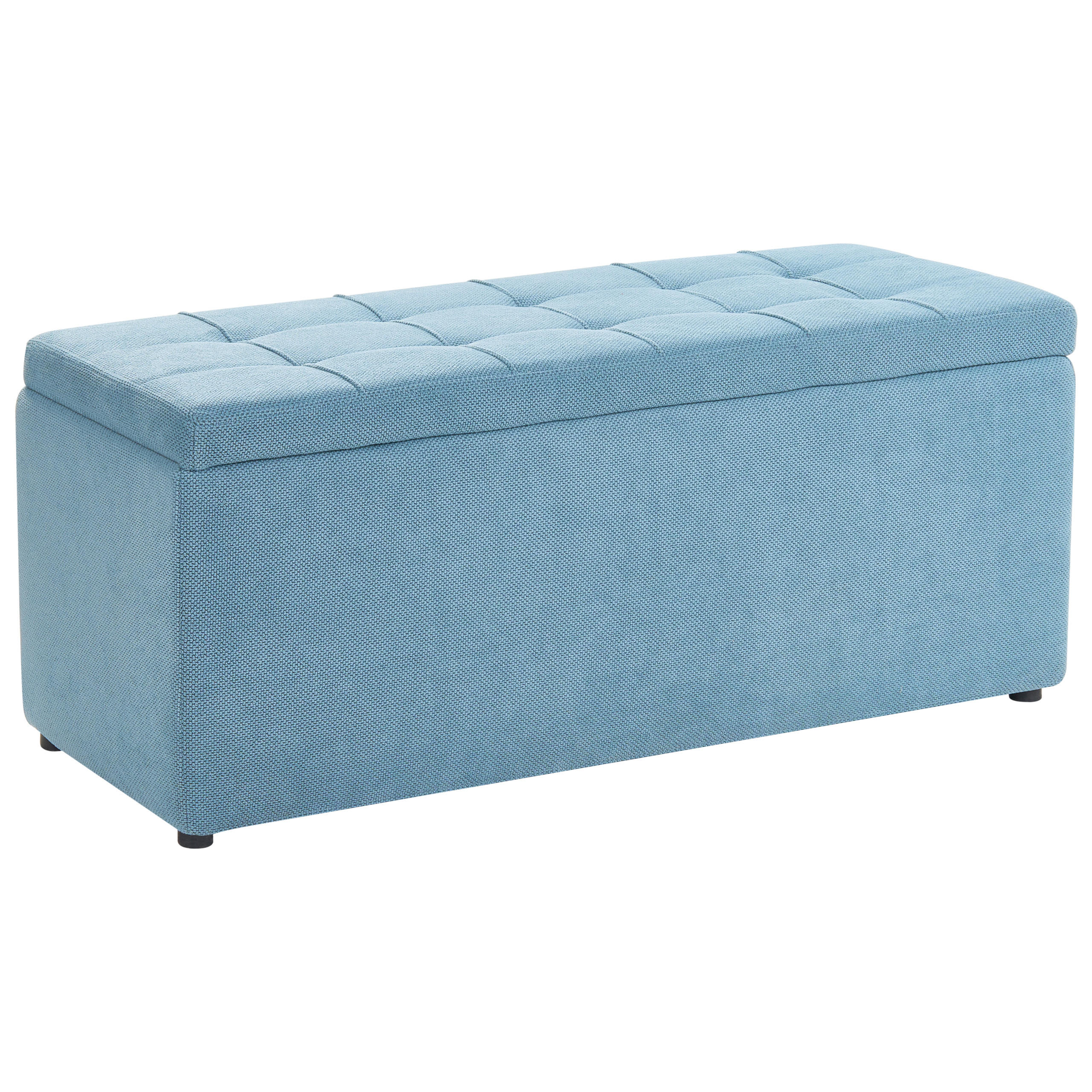 OTTOMANE Stoff 100/40 cm Blau Orem - Blau/Schwarz, Holz/Textil (100/42/40cm) - Beliani